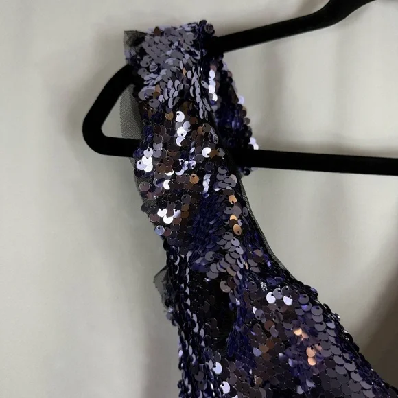 Free People Sequin Mini Dress in Purple and Black Size:6 - Picture 8 of 15